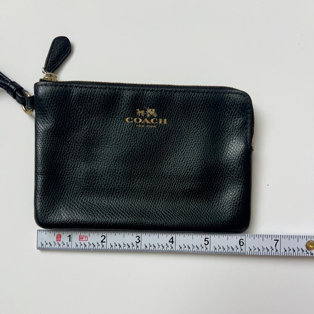 Coach Black Pebbled Leather Wristlet